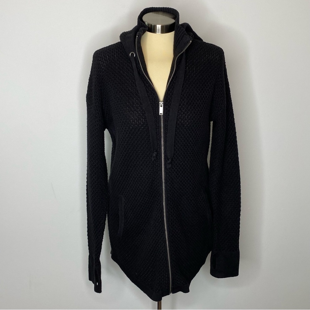 Cynthia Rowley Active Black Zip Front Cardigan Sweater